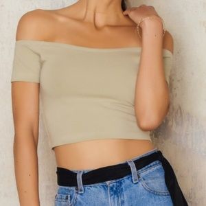 Off Shoulder Cropped Jersey Top